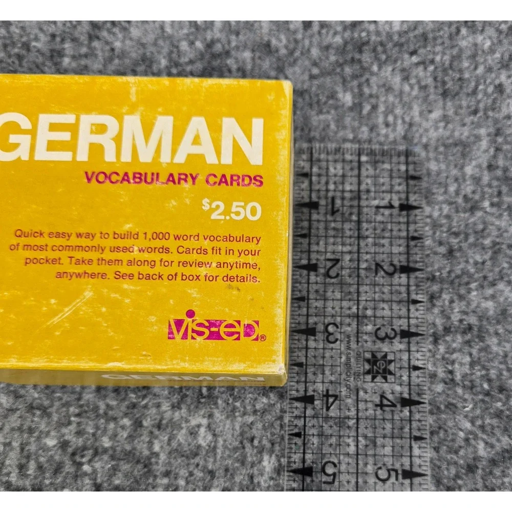 Vintage Vis-Ed German Vocabulary Cards Yellow 1000 Cards Educational School 60s